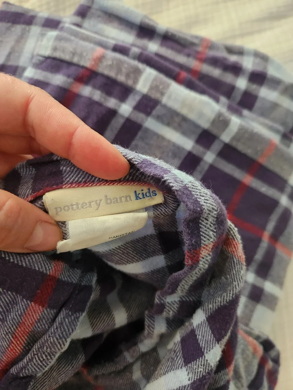 Pottery Barn Kids Blue  Plaid Flannel Duvet and Sham with Red Accents,size Twin